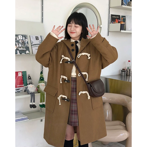 Демисезонное шерстяное пальто, изысканный стиль, коллекция 2023, подходит для подростков, увеличенная толщина