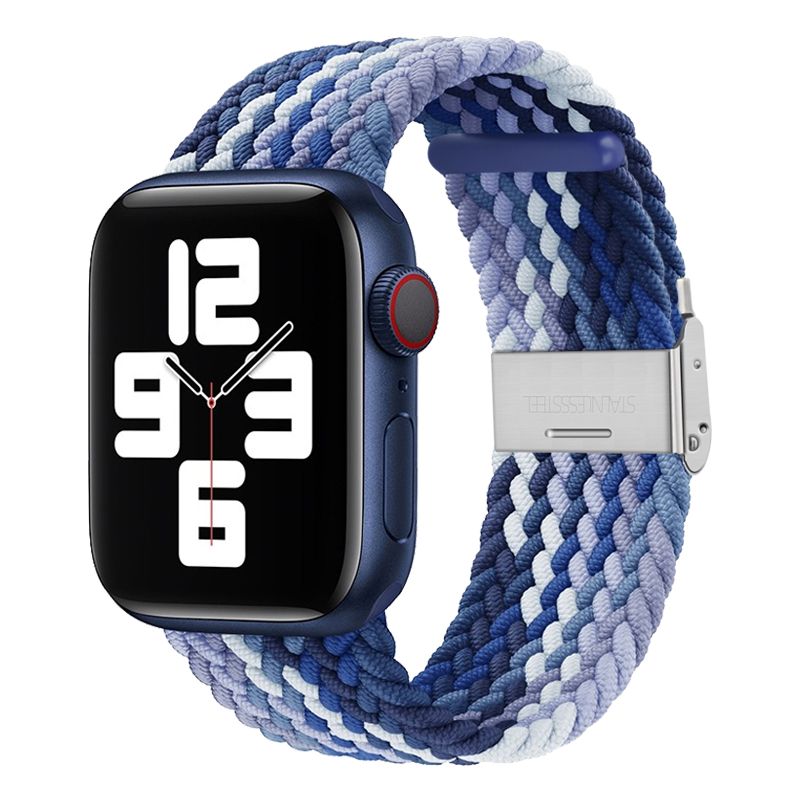 官网款适用apple watch8/s8表带彩虹iwatch7/6/5/4单圈编织尼龙SE苹果手表表带45/41/44mm40运动男女配件42