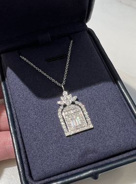 铂金pt950幸福之门小房子项链