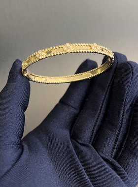 18K金窄版万花筒梅花珠珠手镯