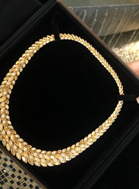 18K黄金色麦田麦穗天然钻石项链