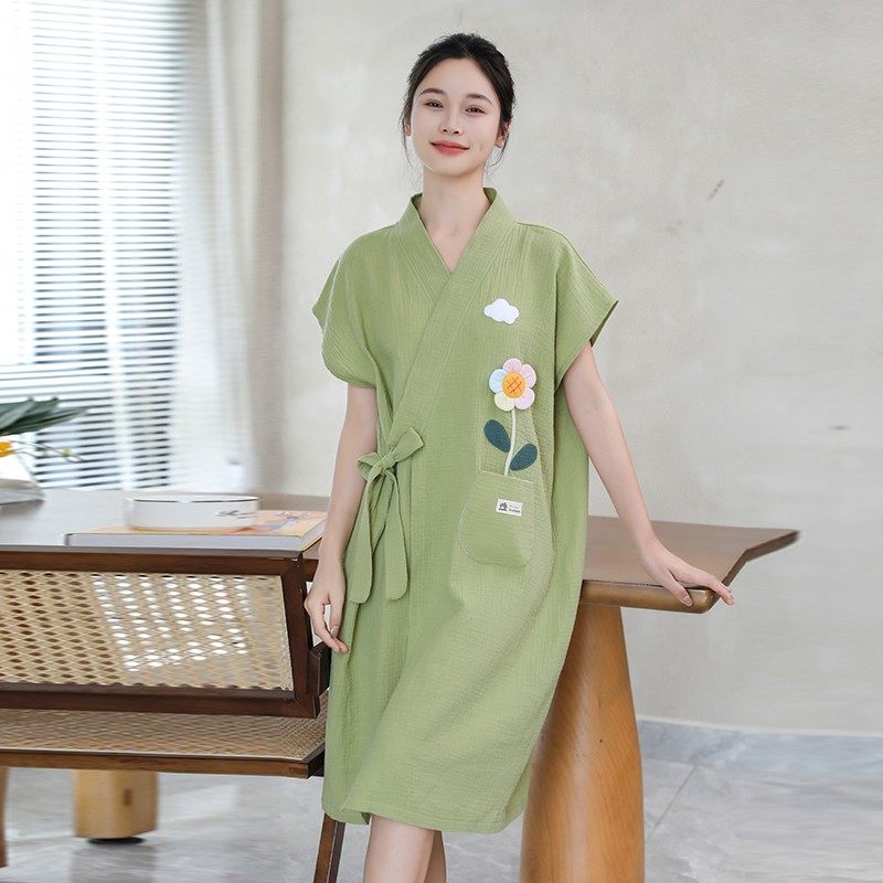 可穿式浴巾女士浴袍夏季纯棉纱布薄款大人比全棉吸水速干2026新款