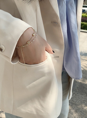 韩系少女甜美金属爱心双层链条手链时尚ins冷淡风闺蜜手饰ins风