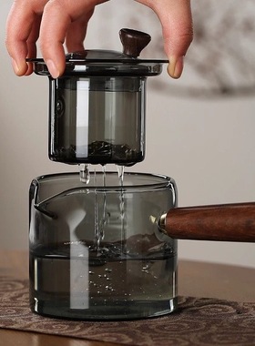 烟灰色侧把玻璃茶壶耐高温加厚家用电陶炉煮茶壶泡茶器茶具套装
