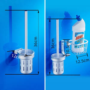 蓝牡丹免打孔太空铝马桶刷套装卫生间马桶刷架子洗手间软毛刷子厕