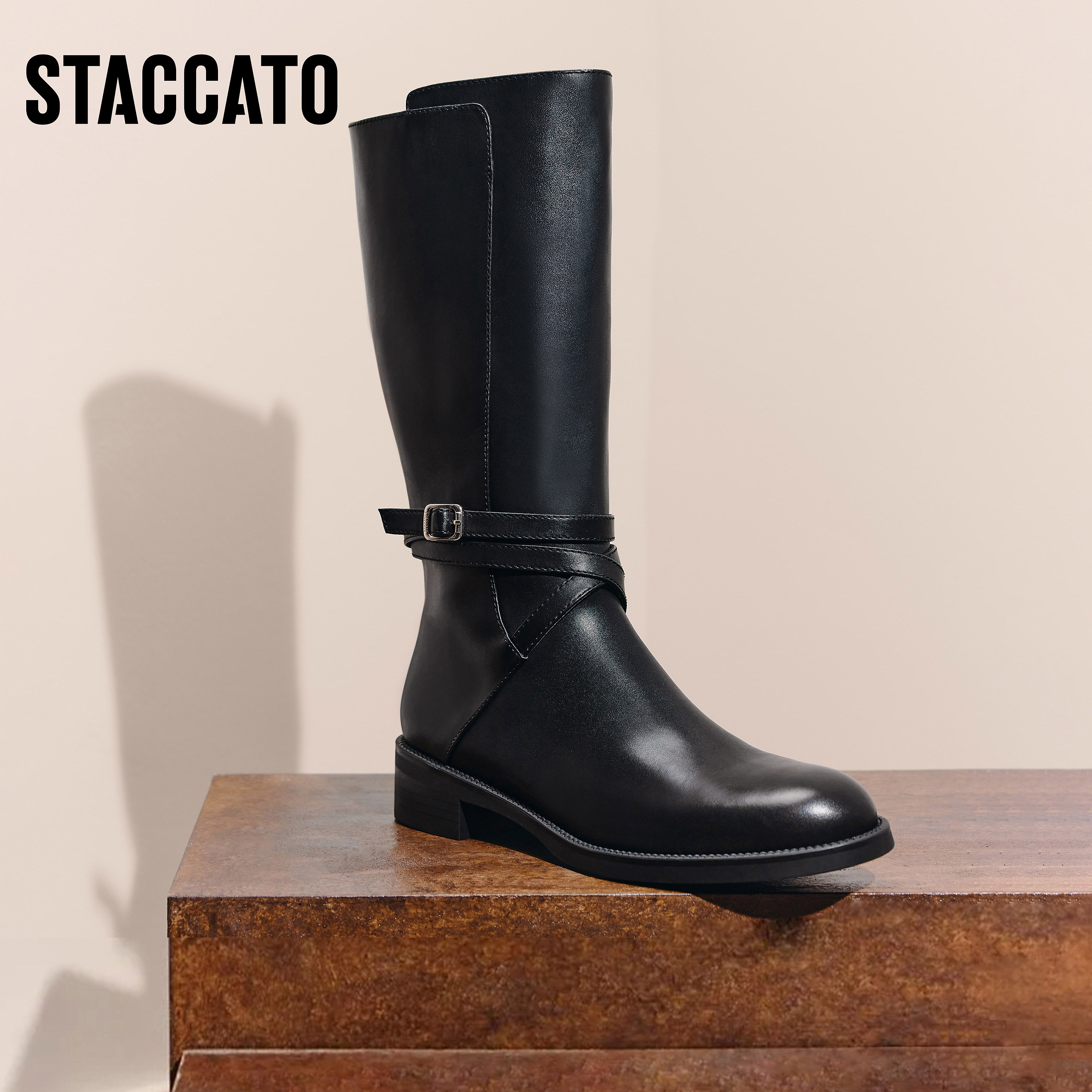 思加图2025冬季新款英伦风骑士靴长靴高筒靴时装靴女靴子EIF01DG5-图0