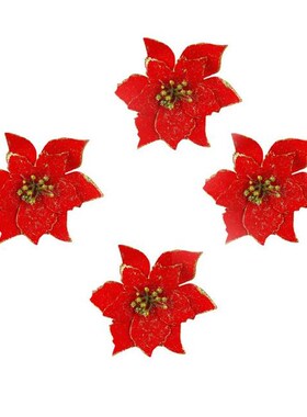 10Pcs Artificial Flowers Christmas Tree Ornaments Christmas