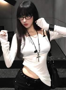 甜酷白色蕾丝十字架绑带choker叠戴爱心钥匙项链女设计感锁骨颈链