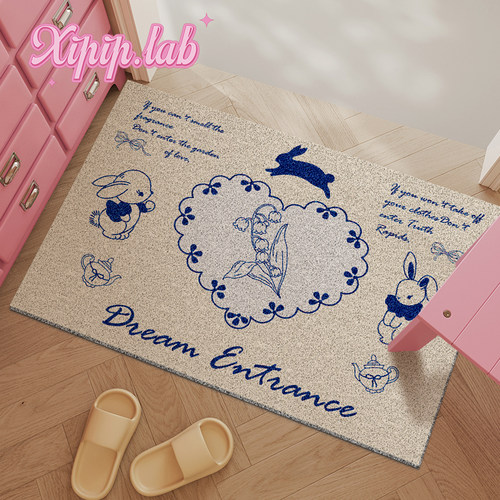 xipiplab入户门地垫法式插画耐脏pvc丝圈可裁剪进门门口脚垫地毯 - 图1