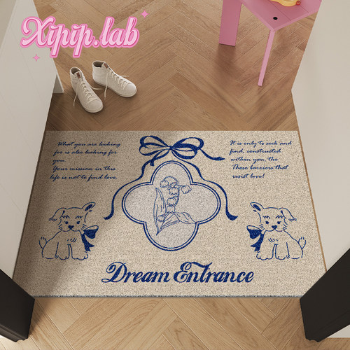 xipiplab入户门地垫法式插画耐脏pvc丝圈可裁剪进门门口脚垫地毯 - 图0