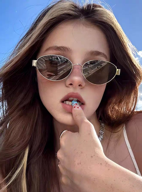 复古老钱风金属椭圆形墨镜女款2026新款防晒防紫外线港风太阳眼镜