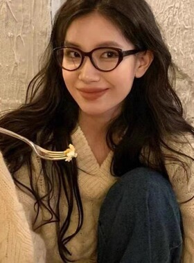 韩系复古近视眼镜女美式猫眼变色墨镜新款防蓝光黑框眼镜感光变色