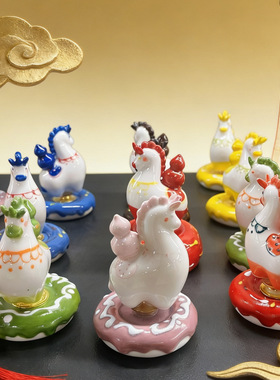 景德镇陶瓷马上有钱桌面摆件