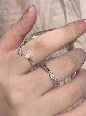 立体花朵镭射开口戒指小众设计感