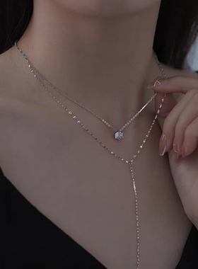 超闪满天星小铃铛流苏项链女轻奢