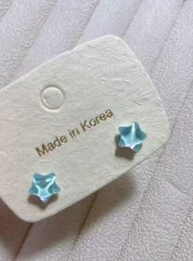 夏季幻彩蓝冰透星星树脂耳钉