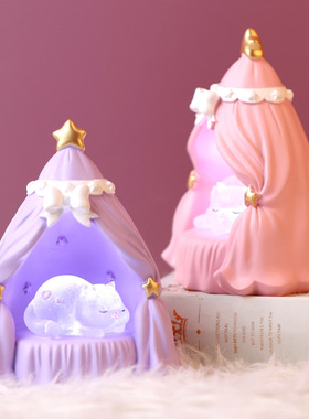 酣睡物语喵小夜灯可爱猫咪创意树脂摆件卧室床头灯生日礼物女