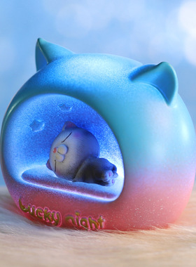 卡通可爱猫咪小夜灯搪胶桌面装饰小灯公仔摆件创意生日礼物少女心