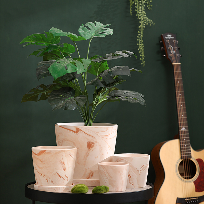 陶土素烧玛奇朵红白陶花盆透气自吸水北欧直筒盆栽多肉花卉带托盘,淘宝优惠券,粉丝福利购,淘宝优惠卷