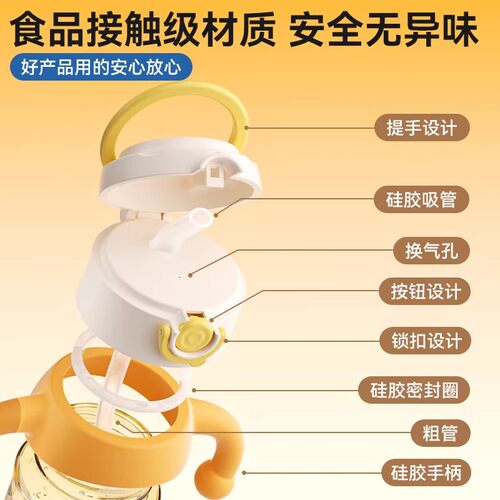 适配贝亲直饮吸管奶瓶配件专用第三代学饮重力球吸管杯翻盖水杯头 - 图1