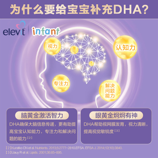 【旗舰店】进口小爱乐维婴幼儿海藻油DHA儿童专用非鱼肝油60粒*2