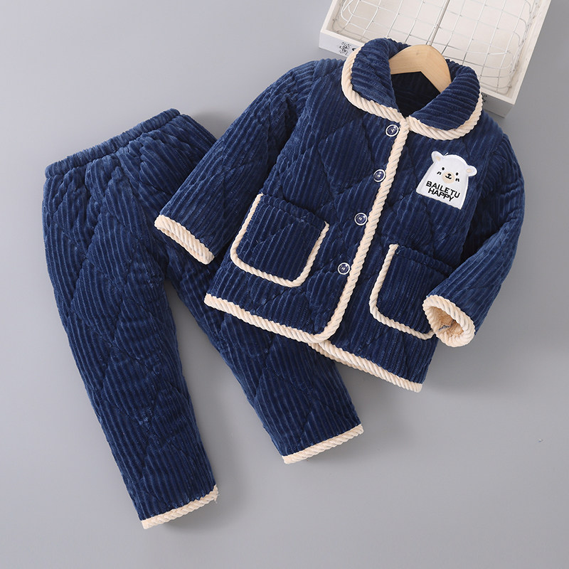 儿童法兰绒睡衣冬季珊瑚绒套装女童男童宝宝三层夹棉加厚款家居服,淘宝优惠券,粉丝福利购,淘宝优惠卷