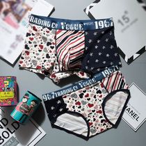 Lovers Briefs Modale Pure Cotton Creative Personality Tide Leaves Printed Breathable Mid-Waist Antibacterial Lovers Lingerie Suit