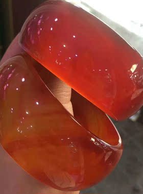 天然正品玉镯巴西红玛瑙手镯女少女加宽窄版红色旺夫真玉手镯证书