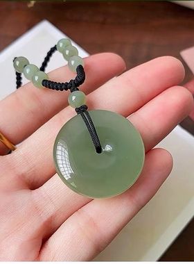 和田色玉平安扣吊坠男士女款玉佩无事玉石项链玉器送教师节礼物