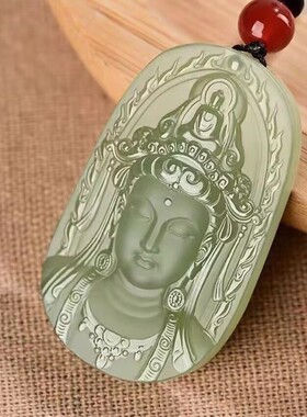 和田色度母观音菩萨佛像观世音男女款简约款观音吊坠玉石挂件百搭