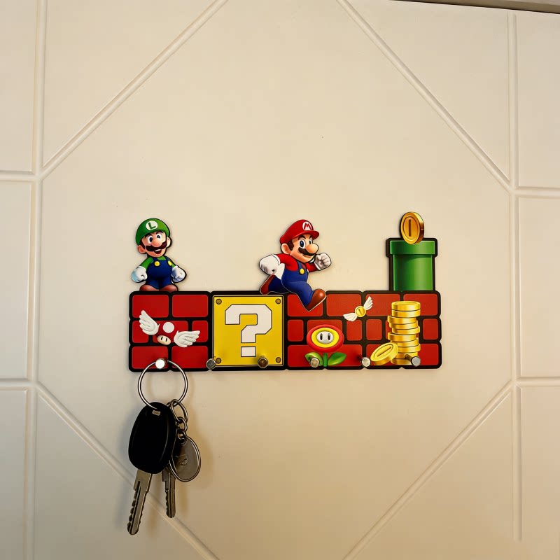 Cartoon door key storage hook hole board dopamine living room bedroom hanging bag coat rack entrance row hook