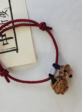 非金属布艺手链 桃核手链手绳桃木梅花男女闺蜜礼物原创国潮风