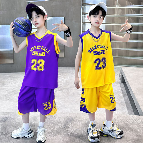 全棉纯棉男童篮球服23号夏装背心新款中大儿童男孩夏季运动速干透 - 图1