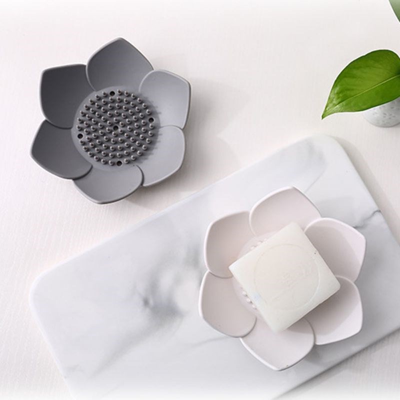 Flexible Silicone Bathroom Shower Soap Box Dish Storage Plat - 图0