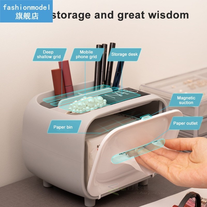 Multifunctional Tissue Box Retro TV Paper Storage Organizer-图3