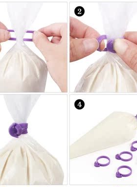 10 pieces Silicone Icing Bag Ties Fixed Rings DIY Reusable P