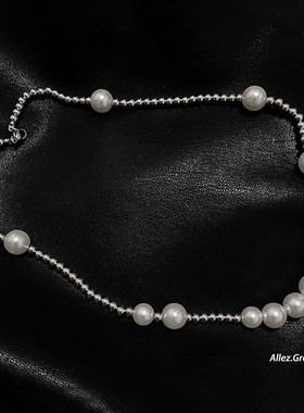 Titanium steel pearl necklace men's trendy hip hop European