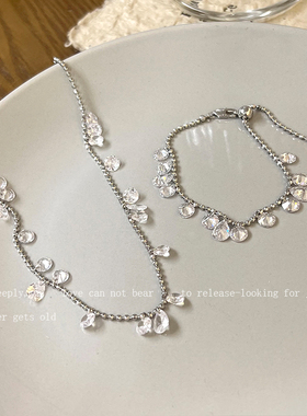 满天星锆石水滴抽拉流苏个性颈链