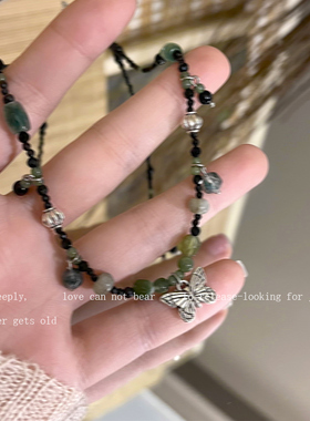 新中式复古蝴蝶清冷感水墨风颈链