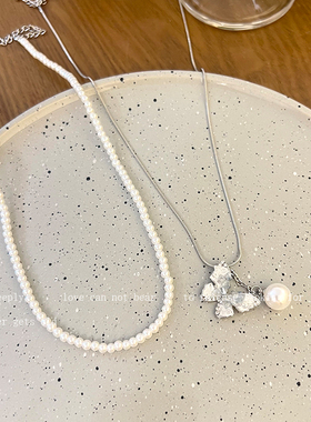 蓝色水晶双层珍珠清冷叠带配饰品