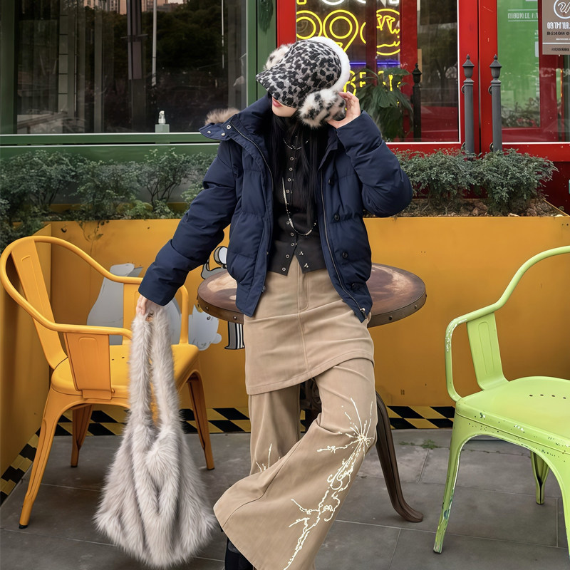 菲奥娜藏青色短款小个子棉服女2025冬季新款高级显瘦棉衣加厚外套,淘宝优惠券,粉丝福利购,淘宝优惠卷