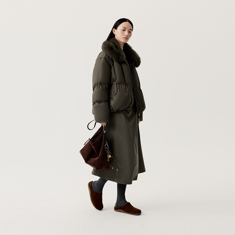 indicia标记2025冬新款复古橄榄绿氛围感收腰显瘦连衣裙L2D5LQ294