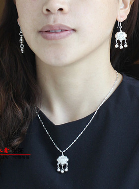 999纯银项链锁骨链长命锁成人小银锁吊坠时尚送女友配饰生日礼物