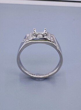 固定圈戒子空托925银戒指空托 男款 死口克拉钻戒托镶嵌加工