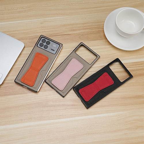 适用小米fold4手机壳折叠屏mixfold3新款防摔真皮保护套mixfold2支架卡插指套男女高档头层牛皮套 - 图3