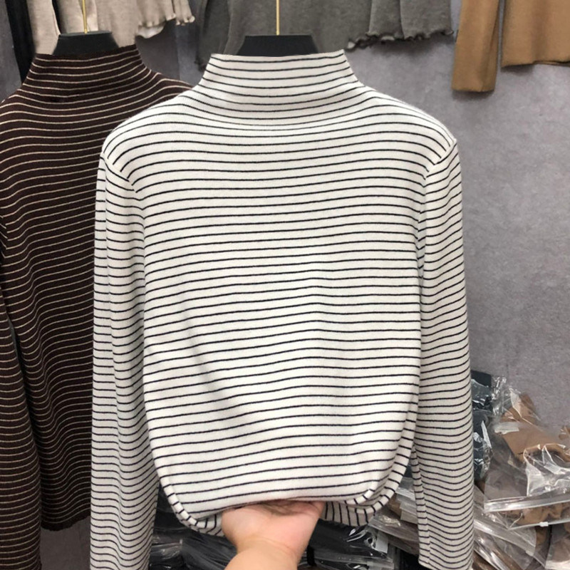 男女童德绒内搭打底衫秋冬款大儿童半高领长袖T恤加绒厚条纹上衣,淘宝优惠券,粉丝福利购,淘宝优惠卷