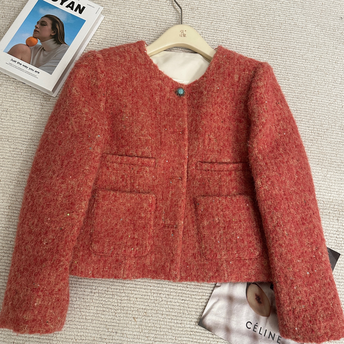 米米感橘调亮片羽绒小香外套~补单款羽绒服(含90白鸭绒)33233052 - 图2