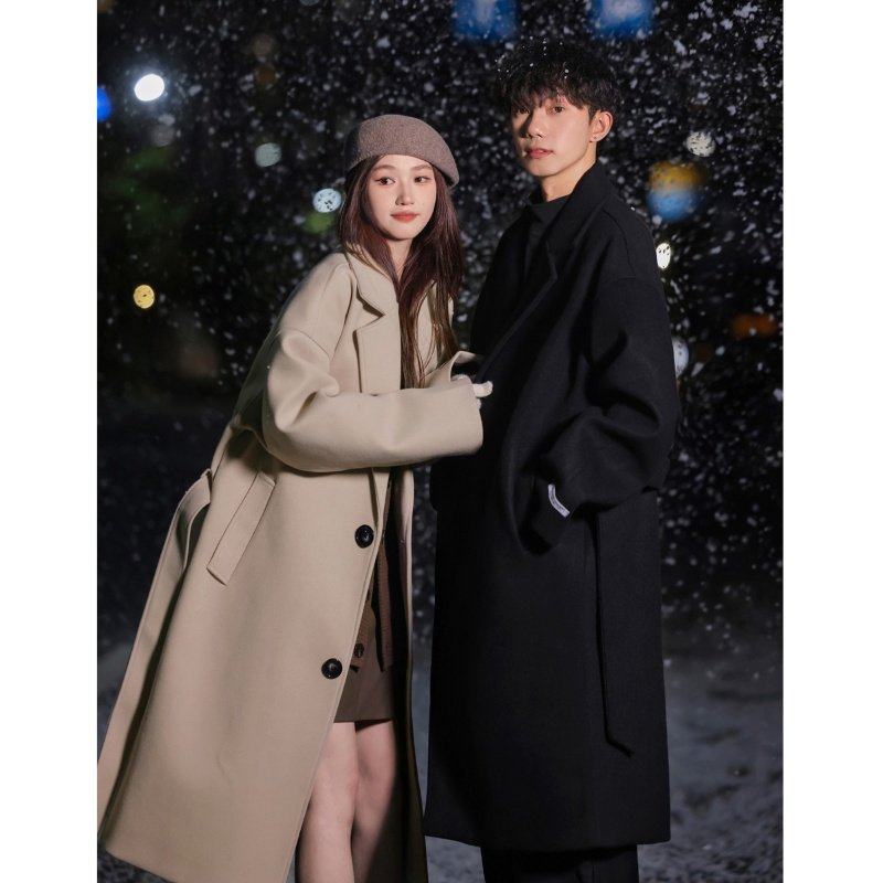 冬季新款顺毛呢子大衣男长款过膝韩版宽松帅气毛呢外套男英伦风衣,淘宝优惠券,粉丝福利购,淘宝优惠卷