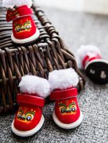 Smeared Tea Pet Teddy Pooch Shoes Autumn winter Bio Beauty Soft bottom not dropping cotton shoes Winter Anti-dirty sliding foot cover