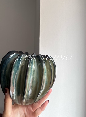 出口外贸复古田园创意陶瓷装饰蝴蝶兰花客厅餐桌南瓜圣诞树花盆